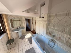 a bathroom with a tub and a sink at Capsule camelia un charme Montois in Mons +61 photos