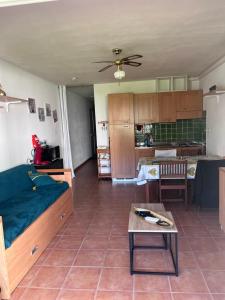 a living room with a couch and a table at APPARTEMENT sognu di rena G1 in San-Nicolao