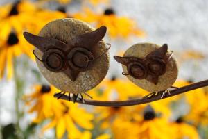 two birds on a wire with flowers in the background at Appartements Agnes in Fulpmes