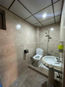 a bathroom with a toilet and a sink at Iraq palace apartment in As Sulaymānīyah