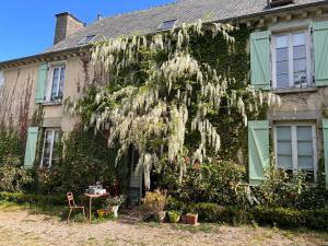 a house with white flowers on the side of it at Le presbytère in Le Crouais