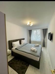 a bedroom with a bed and a window at Luxbab in Drobeta-Turnu Severin
