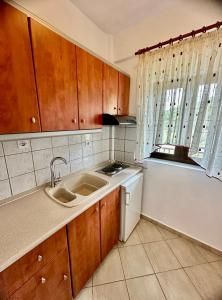 a kitchen with a sink and a dishwasher at Griavas at campsite in Sykia Chalkidikis +22 photos