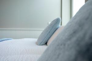 a bed with two pillows on top of it at Enjoy Today Panoramic House Koppenberg in Oudenaarde +2 photos
