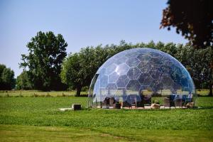 a glass dome on the grass in a field at Enjoy Today Panoramic House Koppenberg in Oudenaarde