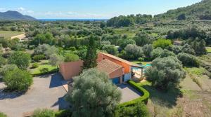 an aerial view of a house in a field at Sa Font den Ros Mallorca in Son Servera