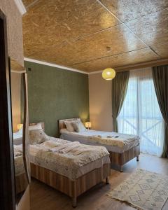 ein Schlafzimmer mit zwei Betten in einem Zimmer in der Unterkunft Iora Winery in Sagarejo