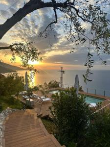 a view of the ocean from a villa at Villa Torre Conca Cefalu Coast in Finale