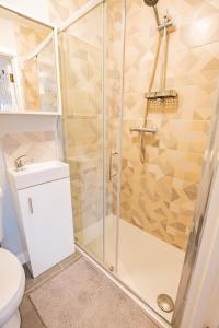 a bathroom with a shower and a toilet at Flexistays - Private En-Suite Studios - Kinnegad in Kinnegad +17 photos
