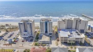 an aerial view of buildings at the beach at Sandy Bits Oceanfront Premium Condo with Pool in Myrtle Beach