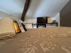 a bedroom with a bed and a tv in a room at Poste Regie - Milan Guest House in Milan