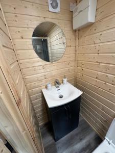 a bathroom with a sink and a mirror at CASSA Sophia in Ballygowan