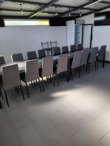 a conference room with a long table and chairs at Kuća za odmor PAVIĆ in Vinkovci