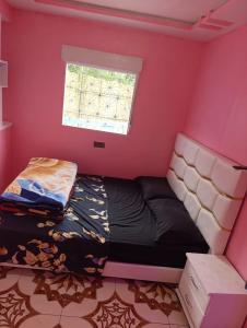 a bedroom with a bed in a pink room at Casa Yessef Akchour in Akchour