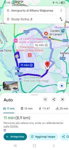 a screenshot of a cell phone with a map at Appartamento vicolo Torino 8 Malpensa in Ferno