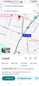 a screenshot of a google map with a red dot at Appartamento vicolo Torino 8 Malpensa in Ferno
