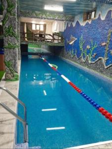 a swimming pool with an oar in the middle at Delfin Hotel Restaurant Spa Ailevi in Ganja