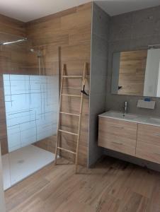 a bathroom with a ladder next to a sink at Jardin de Sévigné à Grignan in Grignan +13 photos