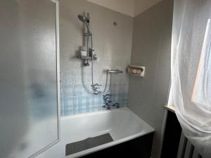 a bathroom with a shower and a bath tub with a shower at Agriturismo Corte Vecia Alloggio della Corte in Verona +10 photos