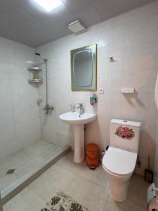 a bathroom with a toilet and a sink at Guest House Balda in Martvili +49 photos