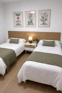 two beds sitting next to each other in a bedroom at Entre Plazas in Cáceres