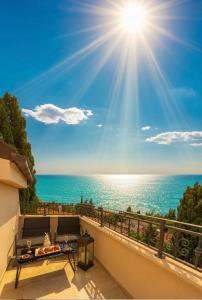 a view of the ocean from the balcony of a condo at Sea house Lea in Novi Vinodolski