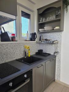 a kitchen with a sink and a counter top at Summer house Le Vito in Tribunj