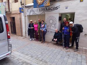 a group of people standing in front of a building at Albergue Los Arcos-solo para peregrinos- in Los Arcos