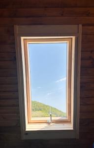 a window in a room with a view at Cabin&Villa Property in Târgu Ocna