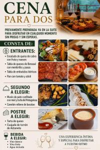 a flyer for a restaurant with different types of food at El Molí Glamping Escapada Romántica in Adzaneta