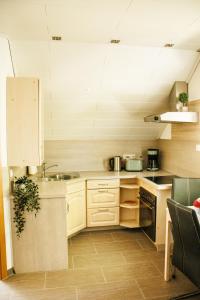 a small kitchen with a sink and a stove at Mini Wohlfühlnest in Edertal