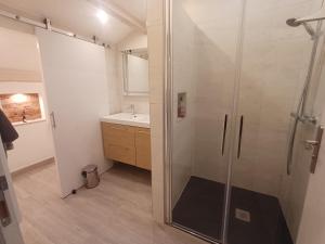 a bathroom with a shower and a sink at Chambre d'hotes Mas Pékin in Mas-Thibert +27 photos