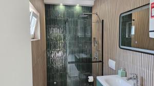 a bathroom with a shower and a sink at Apartment Rose Garden in Risan +35 photos