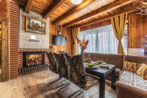 a living room with a couch and a fireplace at Anna Sela in Vrbov