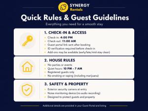 a screenshot of the quick rules and guest guidelines at Private 1BR for Two on Morganford in Saint Louis +2 photos