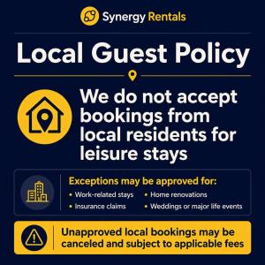 a sign that reads local guest policy we do not accept bookshelves for local at Private 1BR for Two on Morganford in Saint Louis