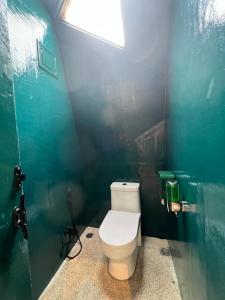 a bathroom with a white toilet in a green wall at Coconest THREE Langkawi in Tanjung Rhu +42 photos