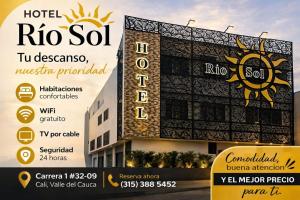 a sign for a hotel rio sol building at Hotel Rio Sol in Cali