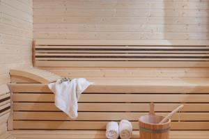 a sauna with a towel hanging on the wall at Villa Royal Green - Happy Rentals in Labin +21 photos