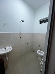 a bathroom with a sink and a toilet at DBreeze Homestay in Pengerang