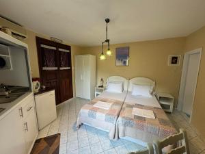 a bedroom with a large bed in a room at Christina's Apartments in Vathi