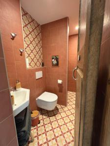 a bathroom with a toilet and a sink at La Roseraie de Malpas in Quingey +37 photos