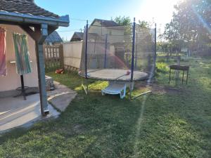 a trampoline in a yard with a net at Vasin Šib in Crna Bara