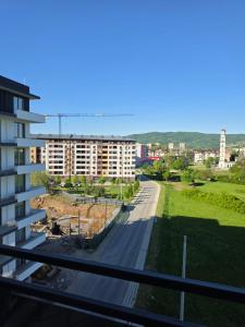 a view of a street from a building at Apartman Adria Lux Doboj in Doboj