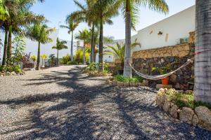 a driveway with palm trees and a hammock at Las Palmeras 2 in Güimar