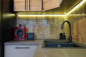 a kitchen with a sink and a counter top at Apartment Rose Garden in Risan
