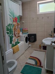 a bathroom with a washing machine and a sink at Apartman PETRA QUEEN in Plužine