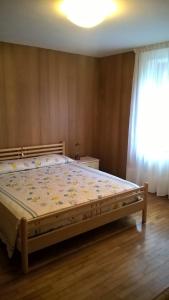 a large bed in a bedroom with a window at Appartamenti Fabila in Castello Tesino