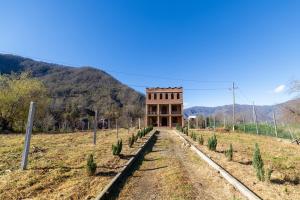 a building in the middle of a field with trees at Hotel Chateau Ochia in Koromkhet'i
