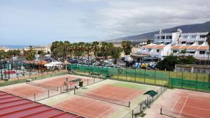 an overhead view of a tennis court in a city at Ocean Paradise View in Adeje